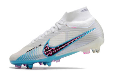 Nike Air Zoom Mercurial Superfly 9 Elite SG Soft Ground Soccer Cleats - White/Blue/Pink
