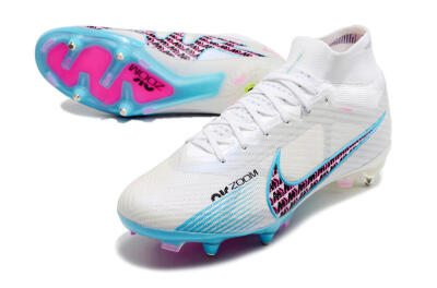 Nike Air Zoom Mercurial Superfly 9 Elite SG Soft Ground Soccer Cleats - White/Blue/Pink