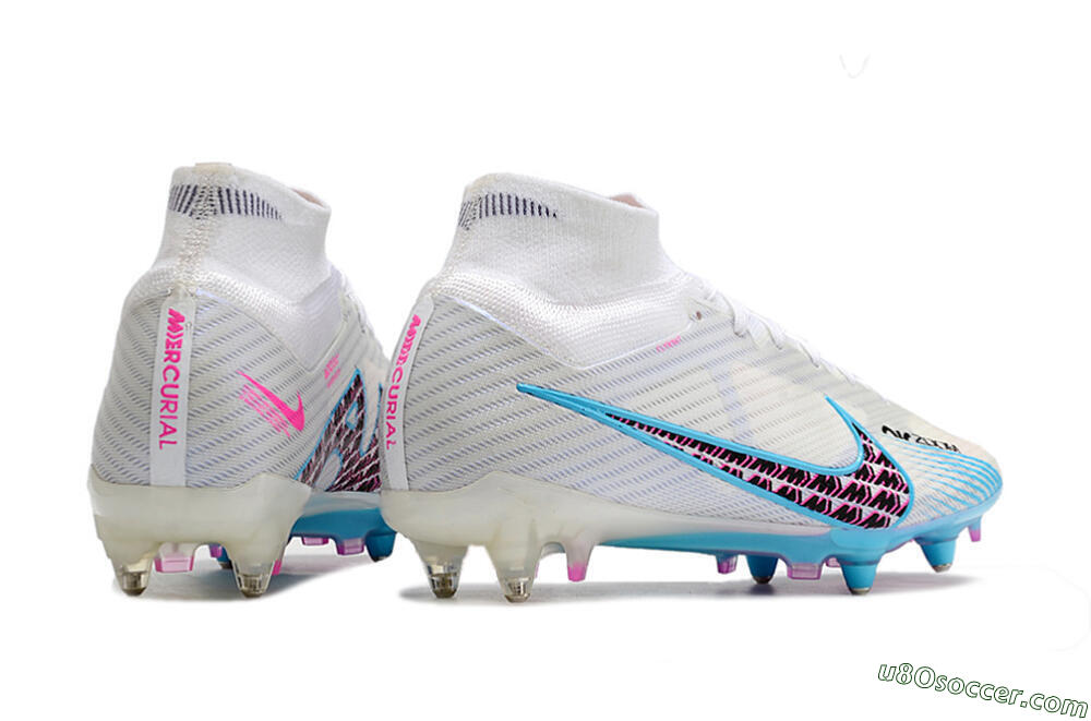 Nike Air Zoom Mercurial Superfly 9 Elite SG Soft Ground Soccer Cleats - White/Blue/Pink 6