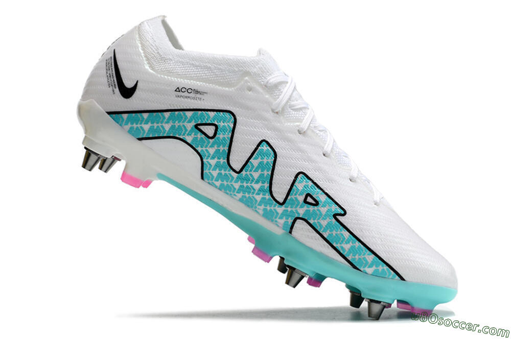 Nike Air Zoom Mercurial Vapor 15 Elite SG Soft Ground Soccer Cleats - White/Blue/Black 4