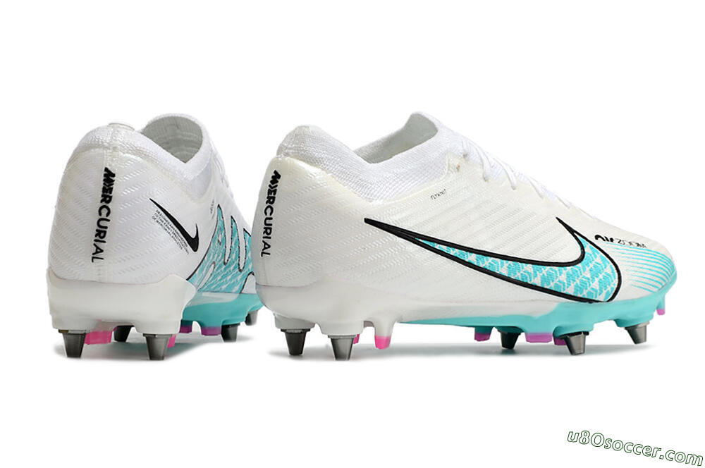 Nike Air Zoom Mercurial Vapor 15 Elite SG Soft Ground Soccer Cleats - White/Blue/Black 6