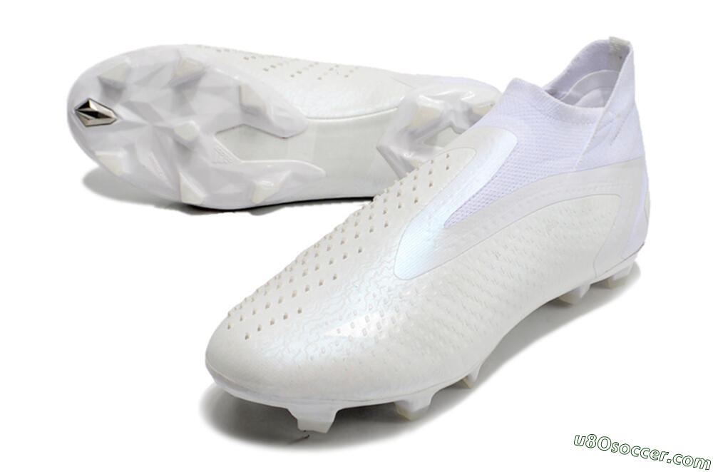 Adidas Predator Accuracy+ FG Firm Ground Soccer Cleats - White/White 3