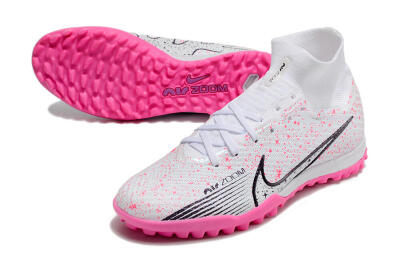 Nike Air Zoom Mercurial Superfly 9 Elite TF Artificial Turf Soccer Shoes - White/Black/Pink