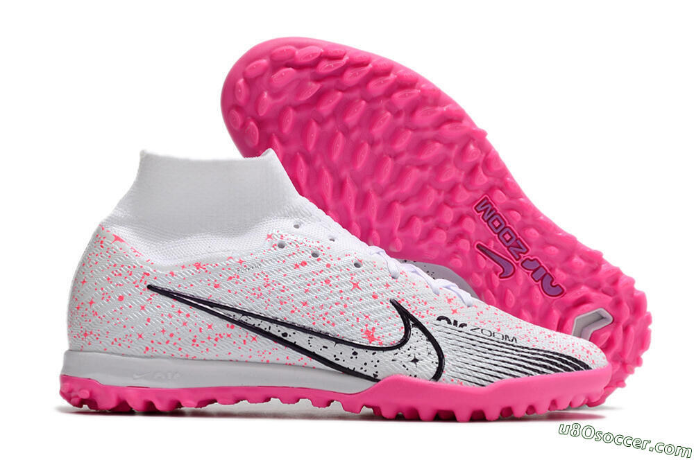 Nike Air Zoom Mercurial Superfly 9 Elite TF Artificial Turf Soccer Shoes - White/Black/Pink 1