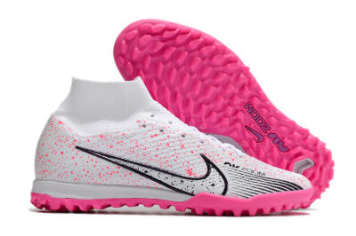 Nike Air Zoom Mercurial Superfly 9 Elite TF Artificial Turf Soccer Shoes - White/Black/Pink