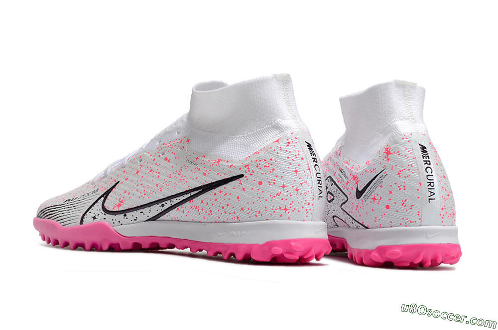 Nike Air Zoom Mercurial Superfly 9 Elite TF Artificial Turf Soccer Shoes - White/Black/Pink 4