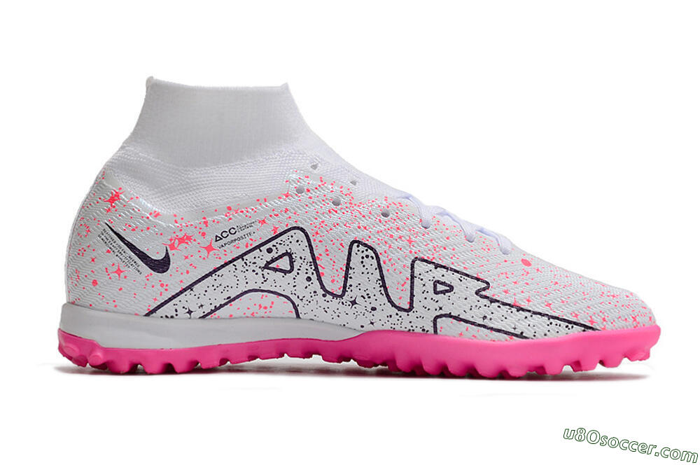 Nike Air Zoom Mercurial Superfly 9 Elite TF Artificial Turf Soccer Shoes - White/Black/Pink 5