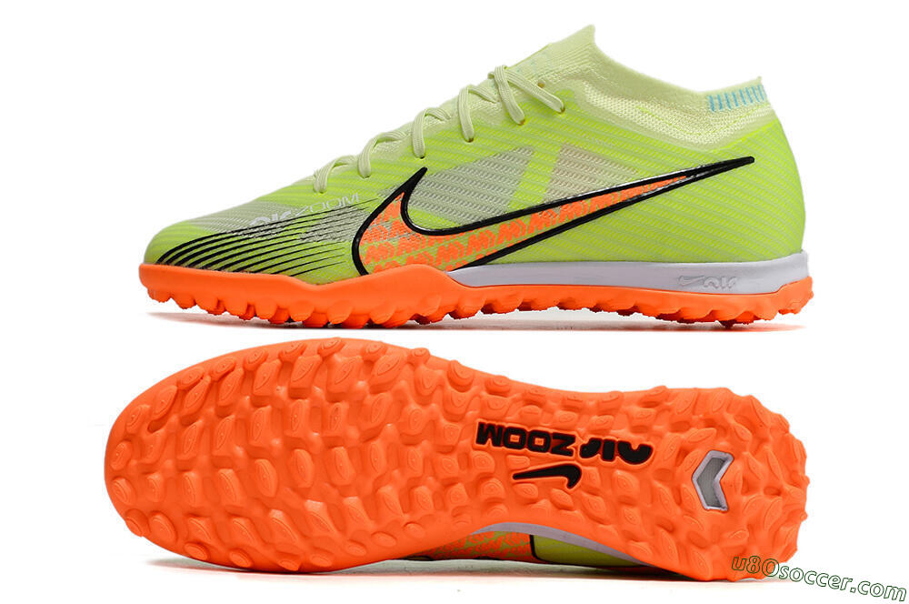 Nike Air Zoom Mercurial Vapor 15 Elite TF Artificial Turf Soccer Shoes - Green/Black/Orange 0