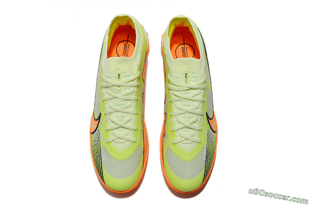 Nike Air Zoom Mercurial Vapor 15 Elite TF Artificial Turf Soccer Shoes - Green/Black/Orange 4