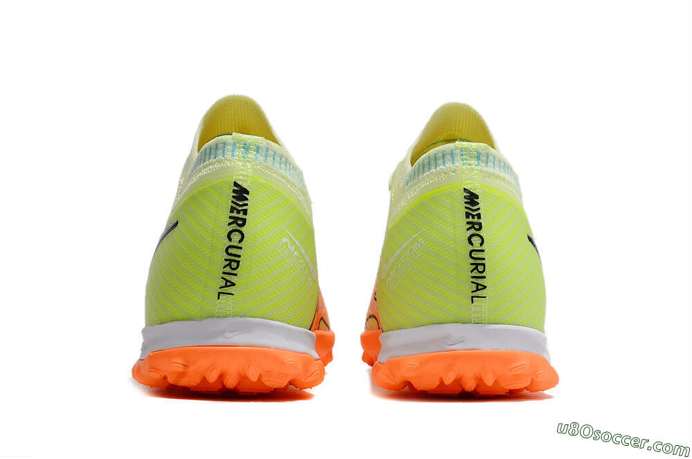 Nike Air Zoom Mercurial Vapor 15 Elite TF Artificial Turf Soccer Shoes - Green/Black/Orange 5