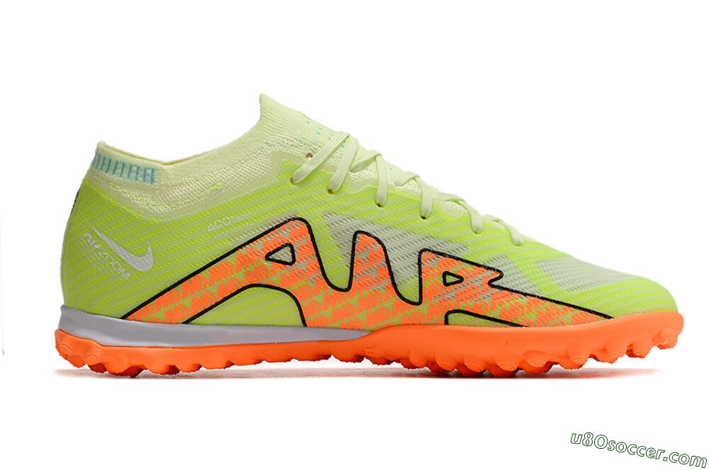 Nike Air Zoom Mercurial Vapor 15 Elite TF Artificial Turf Soccer Shoes - Green/Black/Orange 6