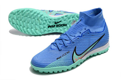 Nike Air Zoom Mercurial Superfly 9 Elite TF Artificial Turf Soccer Shoes - Blue/Green/Black