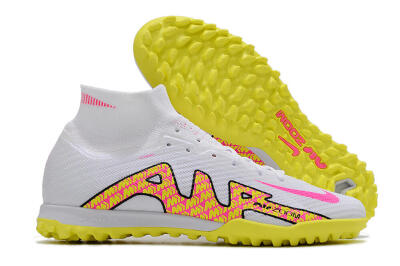 Nike Air Zoom Mercurial Superfly 9 Elite TF Artificial Turf Soccer Shoes - White/Yellow/Pink