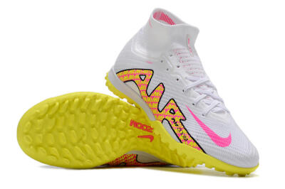 Nike Air Zoom Mercurial Superfly 9 Elite TF Artificial Turf Soccer Shoes - White/Yellow/Pink