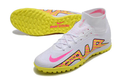 Nike Air Zoom Mercurial Superfly 9 Elite TF Artificial Turf Soccer Shoes - White/Yellow/Pink