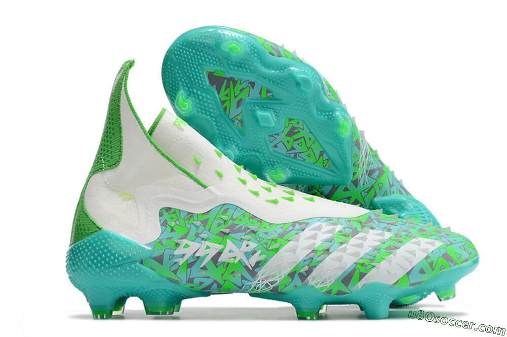 Adidas Predator Freak+ FG Firm Ground Soccer Cleats - White/Green 1
