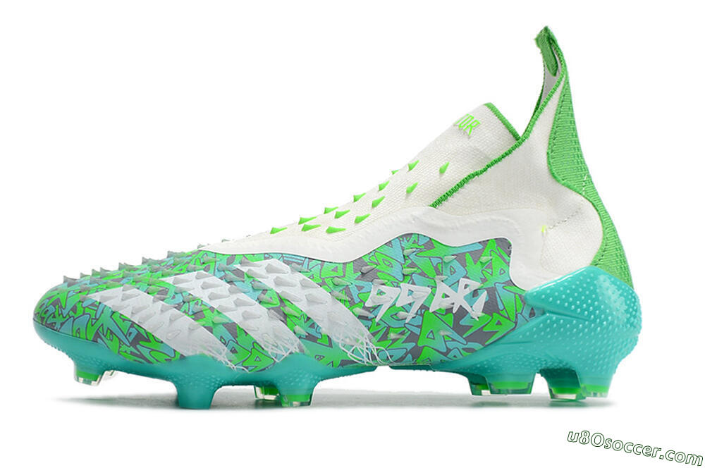 Adidas Predator Freak+ FG Firm Ground Soccer Cleats - White/Green 2