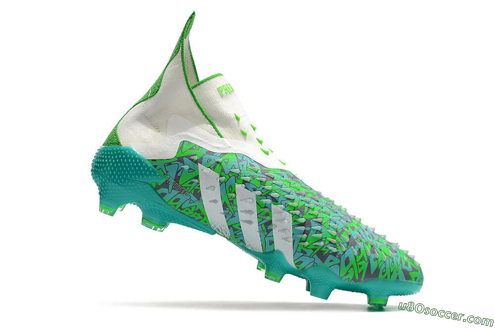 Adidas Predator Freak+ FG Firm Ground Soccer Cleats - White/Green 4