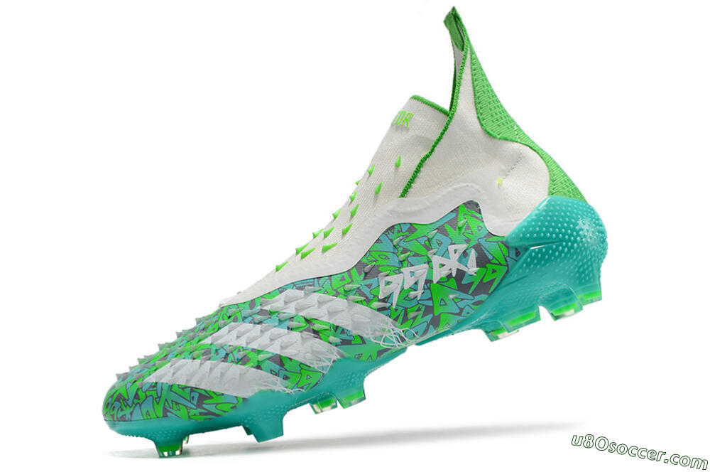 Adidas Predator Freak+ FG Firm Ground Soccer Cleats - White/Green 5