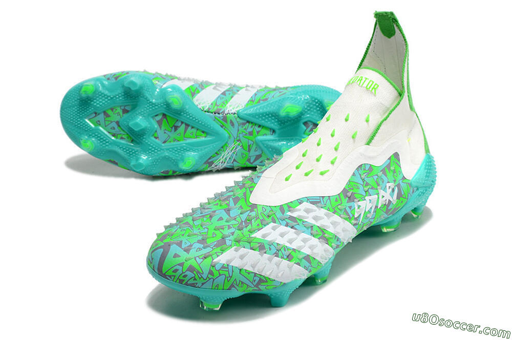 Adidas Predator Freak+ FG Firm Ground Soccer Cleats - White/Green 3
