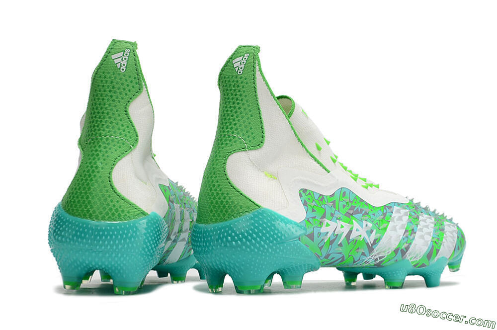 Adidas Predator Freak+ FG Firm Ground Soccer Cleats - White/Green 6