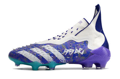 Adidas Predator Freak+ FG Firm Ground Soccer Cleats - White/Purple/Blue