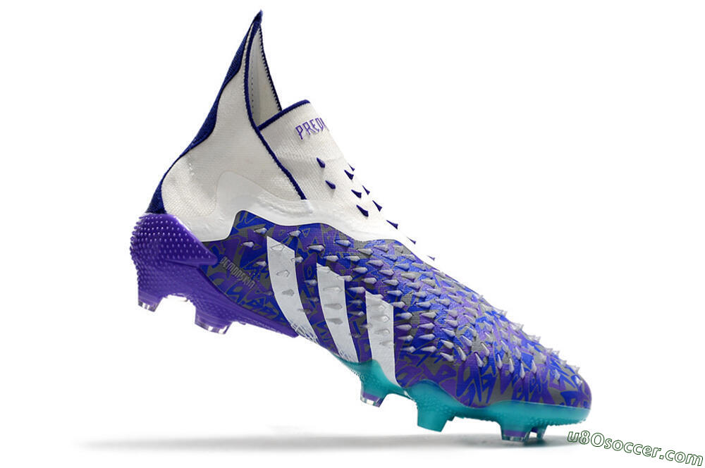 Adidas Predator Freak+ FG Firm Ground Soccer Cleats - White/Purple/Blue 4