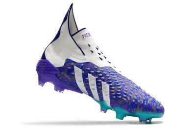 Adidas Predator Freak+ FG Firm Ground Soccer Cleats - White/Purple/Blue