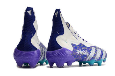 Adidas Predator Freak+ FG Firm Ground Soccer Cleats - White/Purple/Blue