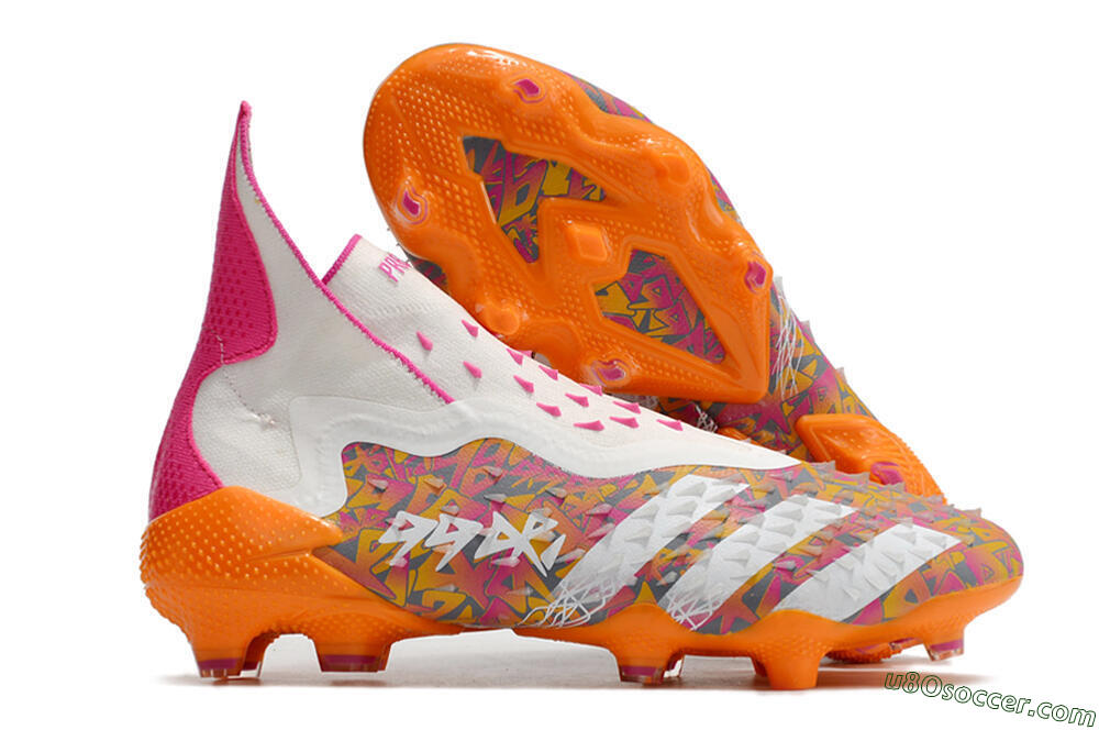 Adidas Predator Freak+ FG Firm Ground Soccer Cleats - White/Orange 1