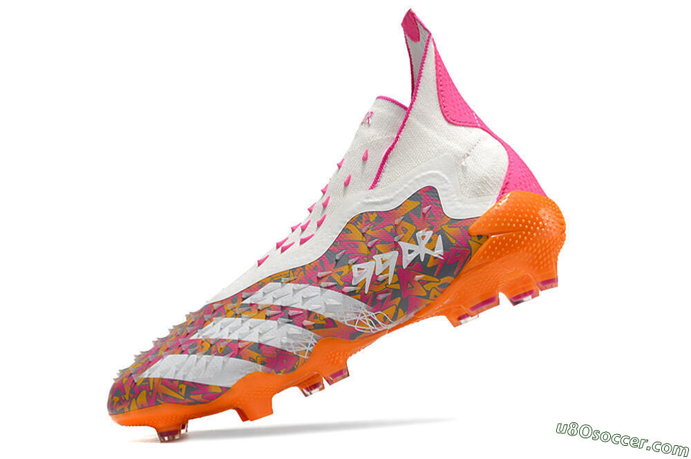 Adidas Predator Freak+ FG Firm Ground Soccer Cleats - White/Orange 5