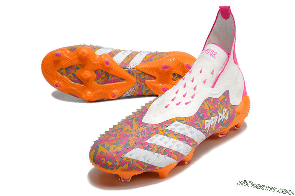 Adidas Predator Freak+ FG Firm Ground Soccer Cleats - White/Orange 3