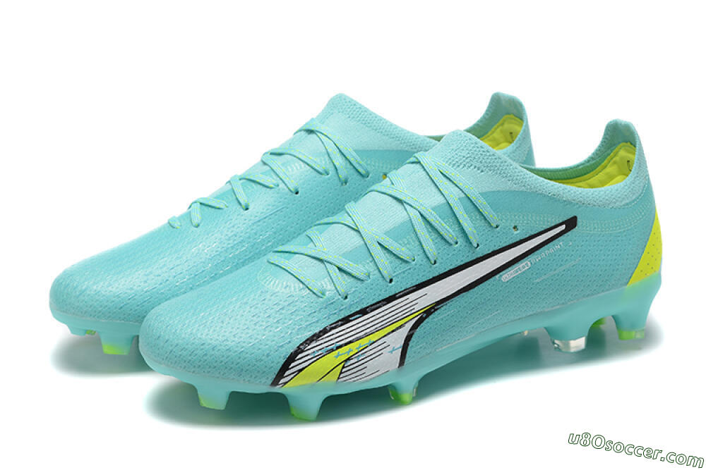 Puma Ultra Ultimate FG Firm Ground Soccer Cleats - Blue/White/Green 5