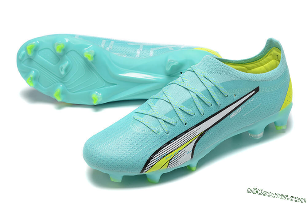 Puma Ultra Ultimate FG Firm Ground Soccer Cleats - Blue/White/Green 3