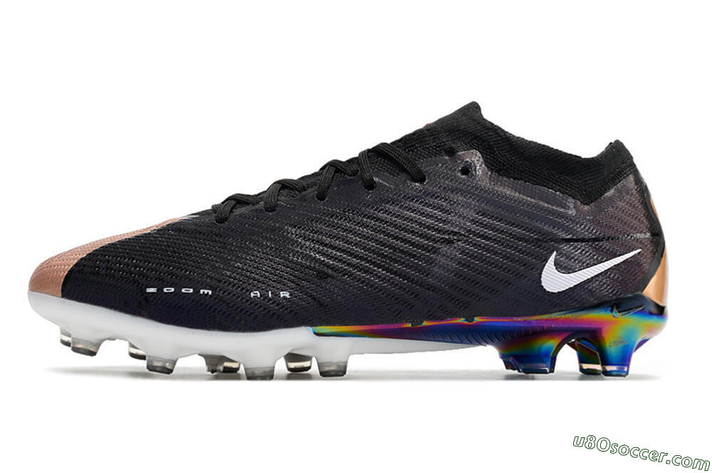 Nike Air Zoom Mercurial Vapor 15 Elite AG Artificial Grass Soccer Cleats - Black/White/Brown 2