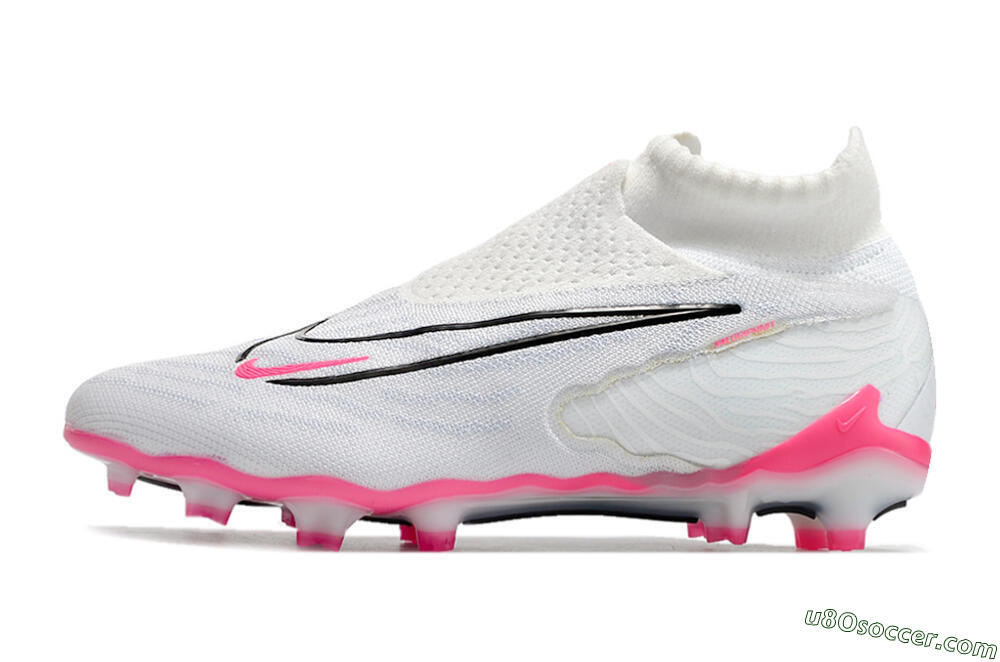 Nike Phantom GX Elite DF FG Firm Ground Soccer Cleats - White/Black/Pink 2