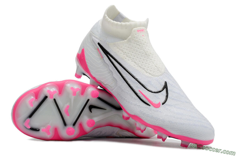 Nike Phantom GX Elite DF FG Firm Ground Soccer Cleats - White/Black/Pink 3
