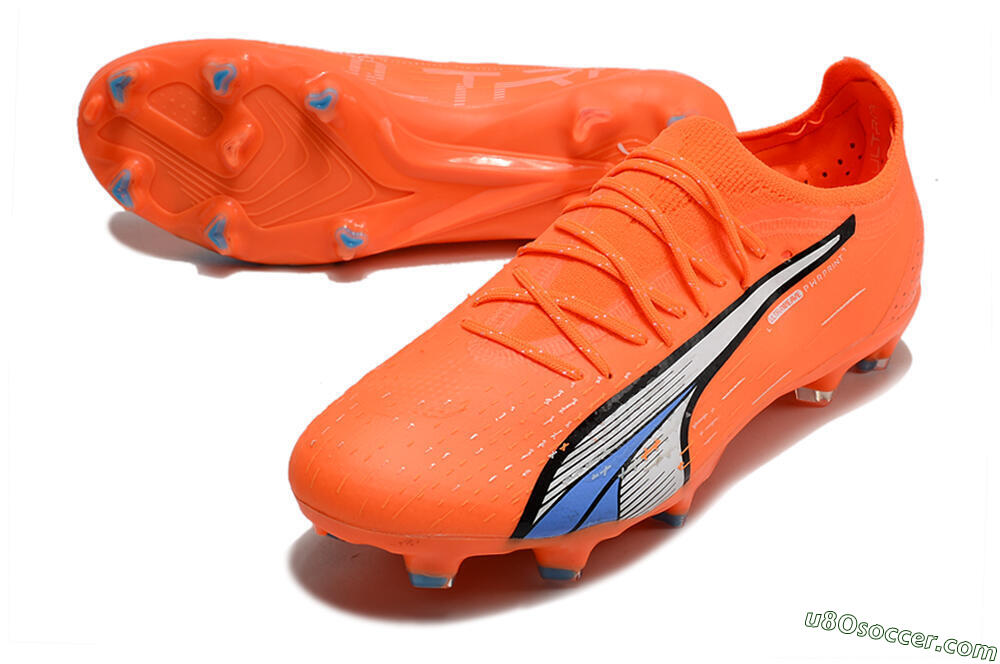 Puma Ultra Ultimate FG Firm Ground Soccer Cleats - Orange/White/Blue 3