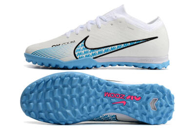 Nike Air Zoom Mercurial Vapor 15 Elite TF Artificial Turf Soccer Shoes - White/Blue/Black