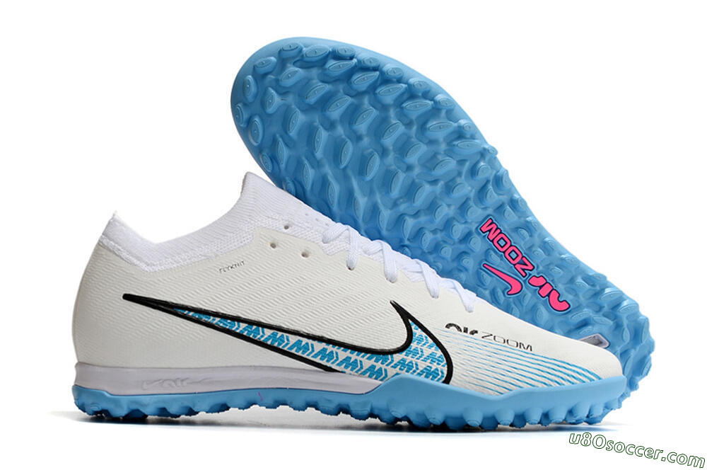 Nike Air Zoom Mercurial Vapor 15 Elite TF Artificial Turf Soccer Shoes - White/Blue/Black 1
