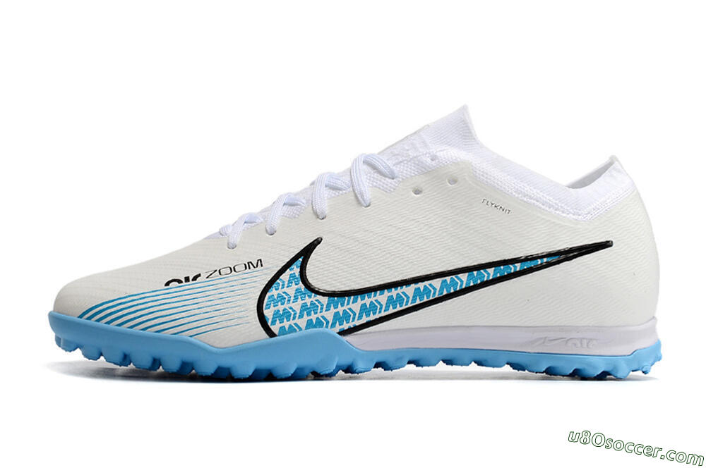 Nike Air Zoom Mercurial Vapor 15 Elite TF Artificial Turf Soccer Shoes - White/Blue/Black 2