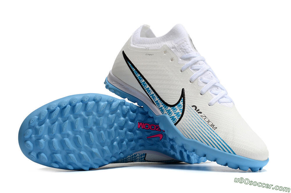 Nike Air Zoom Mercurial Vapor 15 Elite TF Artificial Turf Soccer Shoes - White/Blue/Black 3