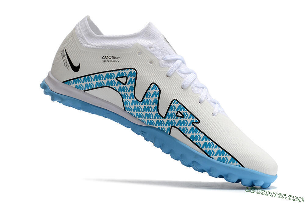 Nike Air Zoom Mercurial Vapor 15 Elite TF Artificial Turf Soccer Shoes - White/Blue/Black 4
