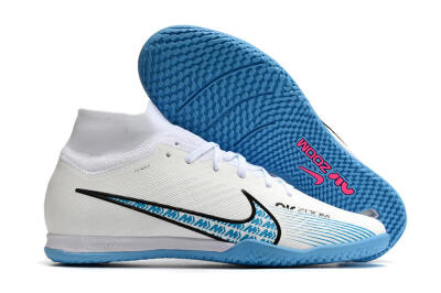 Nike Air Zoom Mercurial Superfly 9 Elite IC Indoor & Futsal Soccer Shoes - White/Blue/Black