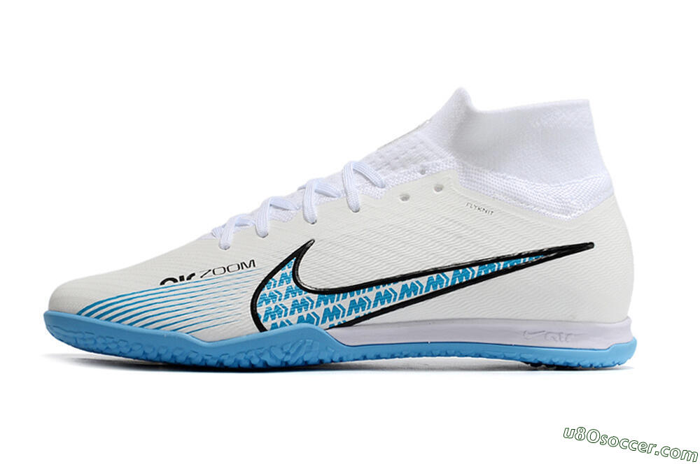 Nike Air Zoom Mercurial Superfly 9 Elite IC Indoor & Futsal Soccer Shoes - White/Blue/Black 2