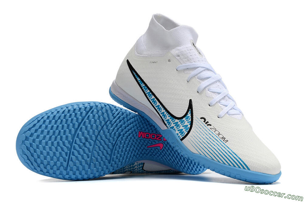 Nike Air Zoom Mercurial Superfly 9 Elite IC Indoor & Futsal Soccer Shoes - White/Blue/Black 3