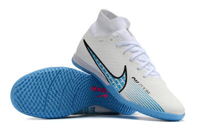 Nike Air Zoom Mercurial Superfly 9 Elite IC Indoor & Futsal Soccer Shoes - White/Blue/Black