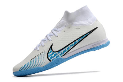 Nike Air Zoom Mercurial Superfly 9 Elite IC Indoor & Futsal Soccer Shoes - White/Blue/Black