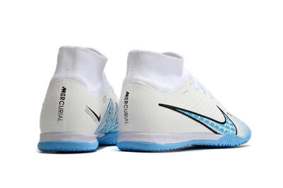 Nike Air Zoom Mercurial Superfly 9 Elite IC Indoor & Futsal Soccer Shoes - White/Blue/Black
