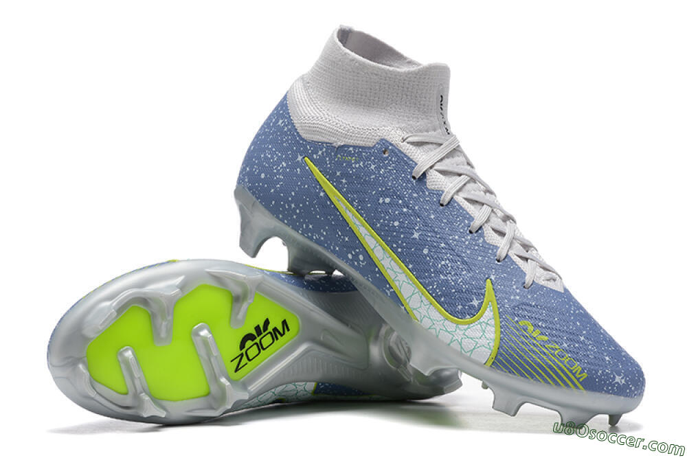 Nike Air Zoom Mercurial Superfly 9 Elite FG Firm Ground Soccer Cleats - Blue/White/Green 4